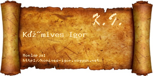 Kőmives Igor névjegykártya